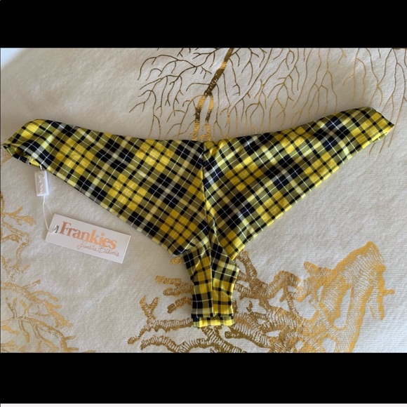 FRANKIES BIKINIS WOMEN SUMMER SWIM PLAID YELLOW BIKINI BOTTOM SIZE XL - Picture 6 of 7